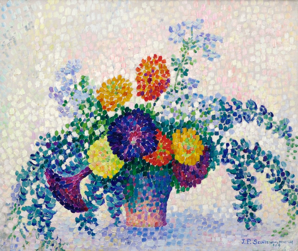 Fleurs, 1909, Huile sur toile, 55 x 46 cm. Collection du Centre Pompidou, MNAM/CCI En dépôt au Musée de l’Annonciade. Photographie Jean-Louis Chaix